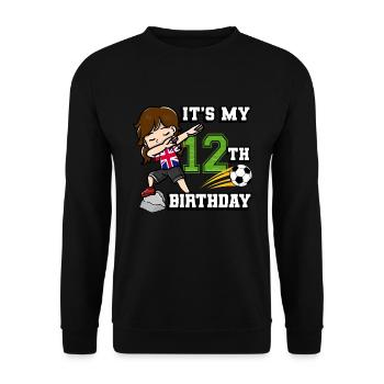 Fille de football C’est mon 12e anniversaire - Sweat-shirt Unisexe - noir - Devant - Alina (178cm) & Michal (187cm)