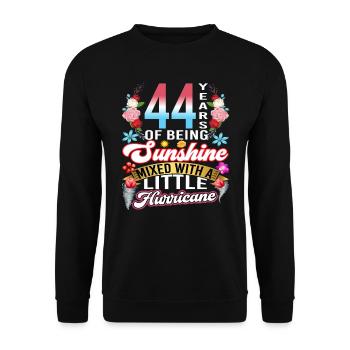 44 years of sunshine mixed with a small - Unisex Sweatshirt - black - Front - Alina (178cm) & Michal (187cm)