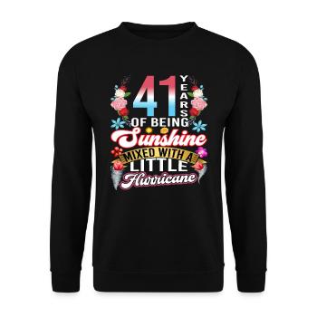 41 years of sunshine mixed with a small - Unisex Sweatshirt - black - Front - Alina (178cm) & Michal (187cm)