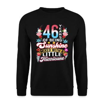 46 years of sunshine mixed with a small - Unisex Sweatshirt - black - Front - Alina (178cm) & Michal (187cm)