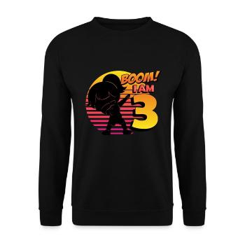 Boom J’ai 3 | Birthday Girl | Fête d’anniversaire 3rd - Sweat-shirt Unisexe - noir - Devant - Alina (178cm) & Michal (187cm)