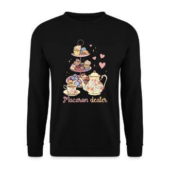 Macaron Dealer | Bake Tshirt | Pastry lovers - Unisex Sweatshirt - black - Front - Alina (178cm) & Michal (187cm)