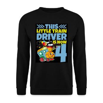 4th birthday this little train driver is now 4 - Unisex Sweatshirt - black - Front - Alina (178cm) & Michal (187cm)