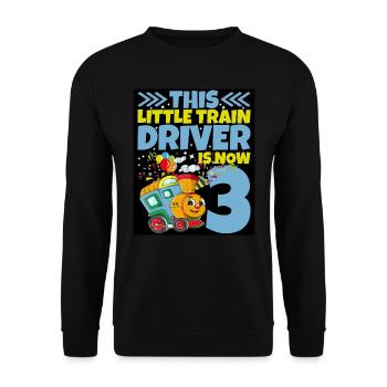 3ème anniversaire ce petit conducteur de train a maintenant 3 ans - Sweat-shirt Unisexe - noir - Devant - Alina (178cm) & Michal (187cm)
