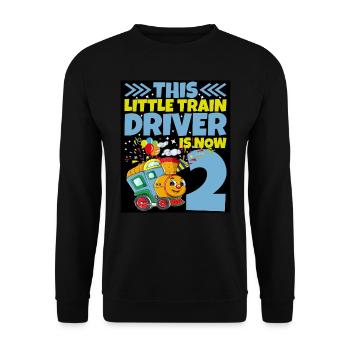 2ème anniversaire ce petit conducteur de train a maintenant 2 ans - Sweat-shirt Unisexe - noir - Devant - Alina (178cm) & Michal (187cm)