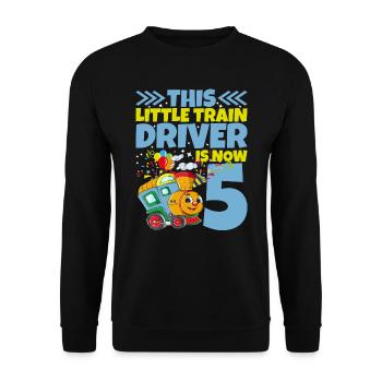 5ème anniversaire ce petit conducteur de train a maintenant 5 ans - Sweat-shirt Unisexe - noir - Devant - Alina (178cm) & Michal (187cm)
