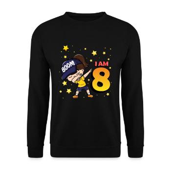 Boom J’ai 8 | Birthday Girl | Fête du 8ème anniversaire - Sweat-shirt Unisexe - noir - Devant - Alina (178cm) & Michal (187cm)