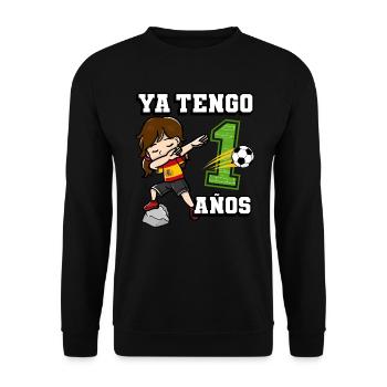 Football Girl C’est mon 1 anniversaire espagnol - Sweat-shirt Unisexe - noir - Devant - Alina (178cm) & Michal (187cm)