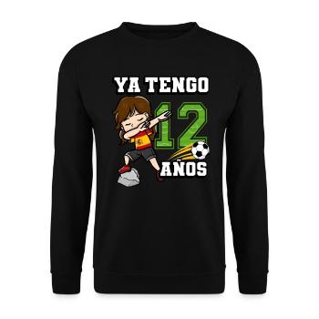 Football Girl I'm already 12 birthday - Unisex Sweatshirt - black - Front - Alina (178cm) & Michal (187cm)