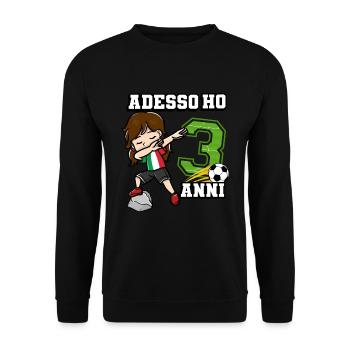 Fußballmädchen It's My 3 Birthday Italienische - Unisex Pullover - Schwarz - Vorne - Alina (178cm) & Michal (187cm)