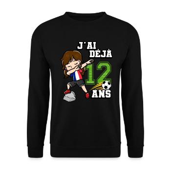 Fille de football C’est mon 12e anniversaire - Sweat-shirt Unisexe - noir - Devant - Alina (178cm) & Michal (187cm)