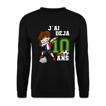 Fille de football C’est mon 10e anniversaire - Sweat-shirt Unisexe - noir - Devant - Alina (178cm) & Michal (187cm)