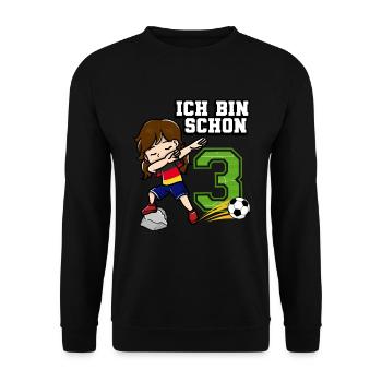 Football Girl J’ai déjà 3 ans - Sweat-shirt Unisexe - noir - Devant - Alina (178cm) & Michal (187cm)
