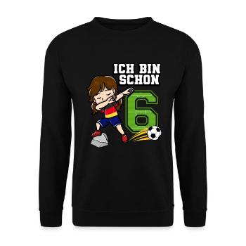 Football Girl J’ai déjà 6 ans - Sweat-shirt Unisexe - noir - Devant - Alina (178cm) & Michal (187cm)