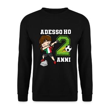 Football Girl C’est mon 2 anniversaire italien - Sweat-shirt Unisexe - noir - Devant - Alina (178cm) & Michal (187cm)