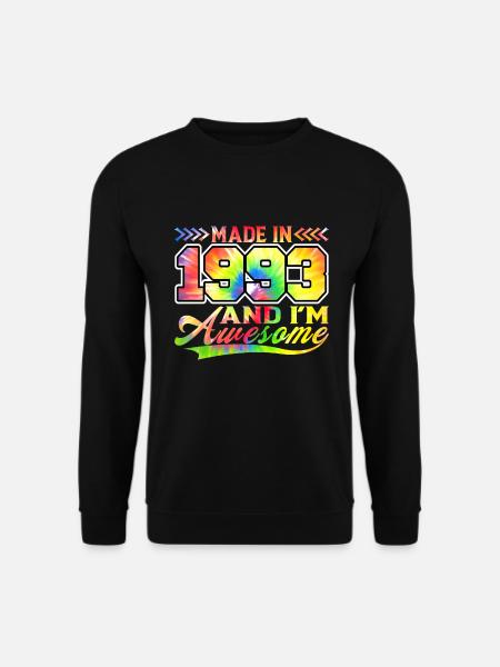Made In 1993 Und Ich Bin Awesome Tie Dye Bunte - Unisex Pullover - Schwarz