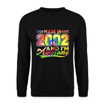Fabriqué en 2002 et je suis génial Tie Dye coloré - Sweat-shirt Unisexe - noir - Devant - Alina (178cm) & Michal (187cm)
