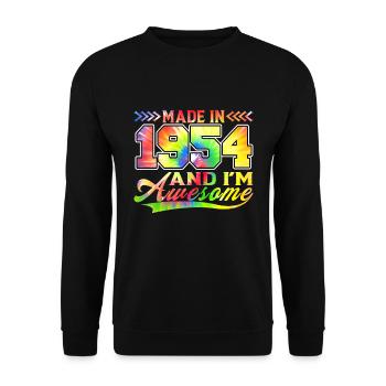 Made In 1954 And I Am Awesome Tie Dye Colorful - Unisex Sweatshirt - black - Front - Alina (178cm) & Michal (187cm)