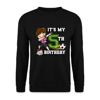 Soccer Boy C’est mon drapeau du 5e anniversaire - Sweat-shirt Unisexe - noir - Devant - Alina (178cm) & Michal (187cm)