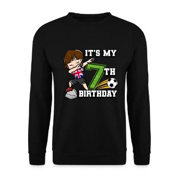Soccer Boy C’est mon drapeau du 7e anniversaire - Sweat-shirt Unisexe - noir - Devant - Alina (178cm) & Michal (187cm)