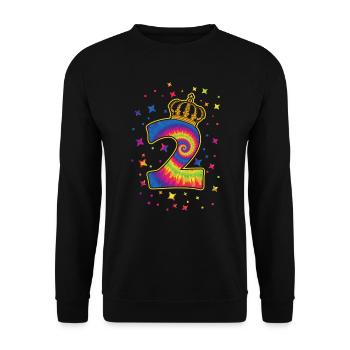 Tie-dye 2. Geburtstagsfeier 2 Jahre Alter - Unisex Pullover - Schwarz - Vorne - Alina (178cm) & Michal (187cm)