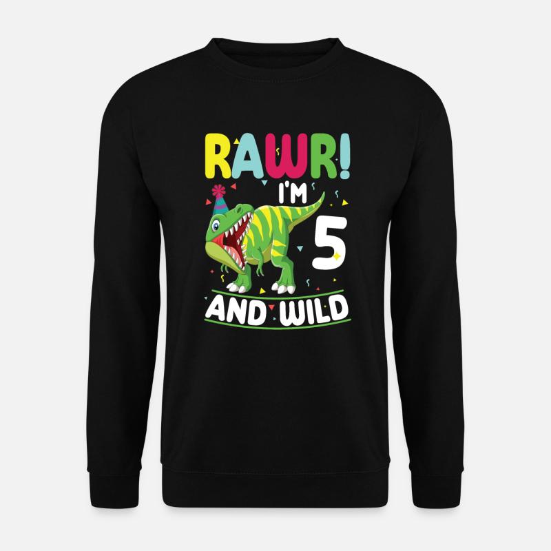 Dinosaure 5 ans fête d’anniversaire - Sweat-shirt Unisexe - noir