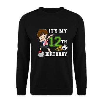 Garçon de football C’est mon 12e anniversaire - Sweat-shirt Unisexe - noir - Devant - Alina (178cm) & Michal (187cm)