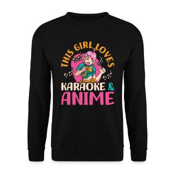 Dieses Mädchen Liebt Karaoke | Anime-liebhaber | - Unisex Pullover - Schwarz - Vorne - Alina (178cm) & Michal (187cm)