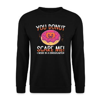 She Donut Scare Me Kindergarten travail | Beignet - Sweat-shirt Unisexe - noir - Devant - Alina (178cm) & Michal (187cm)