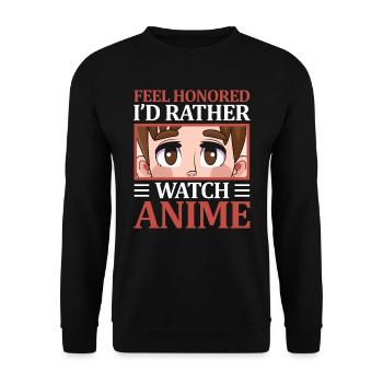 Je préférerais regarder l’anime | Amateurs d’anime | - Sweat-shirt Unisexe - noir - Devant - Alina (178cm) & Michal (187cm)