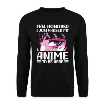 Je viens de mettre en pause mon anime pour arriver ici - Sweat-shirt Unisexe - noir - Devant - Alina (178cm) & Michal (187cm)