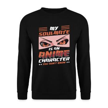 Mein Seelenverwandter Ist Ein Anime-charakter | - Unisex Pullover - Schwarz - Vorne - Alina (178cm) & Michal (187cm)