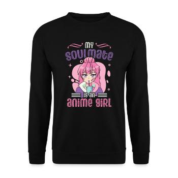 My Soulmate Is An Anime Girl | - Unisex Sweatshirt - black - Front - Alina (178cm) & Michal (187cm)