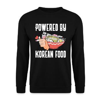 Powered By Korean Food Korean - Unisex Sweatshirt - black - Front - Alina (178cm) & Michal (187cm)