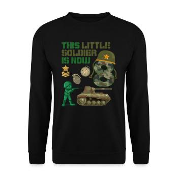 This little soldier is now 8 Army Tank 8. - Unisex Sweatshirt - black - Front - Alina (178cm) & Michal (187cm)
