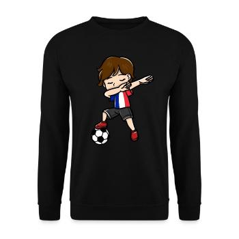 Tupfende Junge Fußballspieler Französisch Flagge - Unisex Pullover - Schwarz - Vorne - Alina (178cm) & Michal (187cm)
