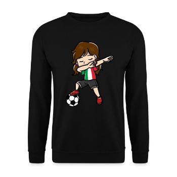 Dabbing Girl Football Player Italian Flag - Unisex Sweatshirt - black - Front - Alina (178cm) & Michal (187cm)