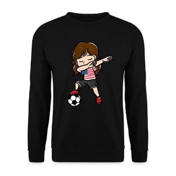 Dabbing Girl Soccer Player American Flag - Unisex Sweatshirt - black - Front - Alina (178cm) & Michal (187cm)
