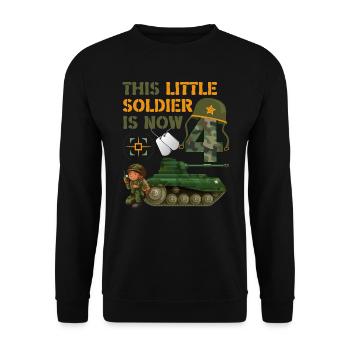 This little soldier is now 4 Army Tank 4. - Unisex Sweatshirt - black - Front - Alina (178cm) & Michal (187cm)