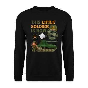 This little soldier is now 6 Army Tank 6. - Unisex Sweatshirt - black - Front - Alina (178cm) & Michal (187cm)