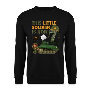 This little soldier is now 7 Army Tank 7. - Unisex Sweatshirt - black - Front - Alina (178cm) & Michal (187cm)