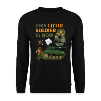This little soldier is now 9 Army Tank 9. - Unisex Sweatshirt - black - Front - Alina (178cm) & Michal (187cm)