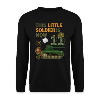 This little soldier is now 11 Army Tank 11. - Unisex Sweatshirt - black - Front - Alina (178cm) & Michal (187cm)
