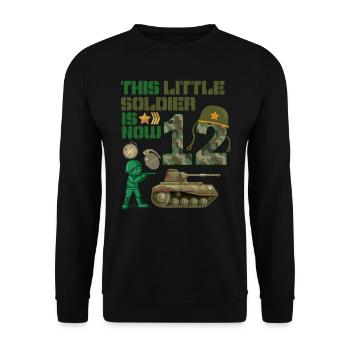 This little soldier is now 12 Army Tank 12. - Unisex Sweatshirt - black - Front - Alina (178cm) & Michal (187cm)
