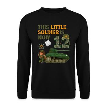 This little soldier is now 12 Army Tank 12. - Unisex Sweatshirt - black - Front - Alina (178cm) & Michal (187cm)