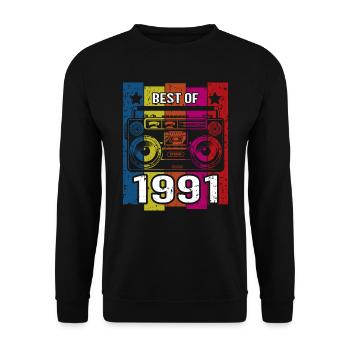 Best Of 1991 Stereo Radio Kassettenspieler - Unisex Pullover - Schwarz - Vorne - Alina (178cm) & Michal (187cm)