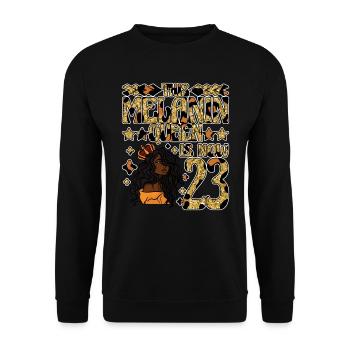 Cette reine de mélanine est maintenant noire de 23 ans - Sweat-shirt Unisexe - noir - Devant - Alina (178cm) & Michal (187cm)