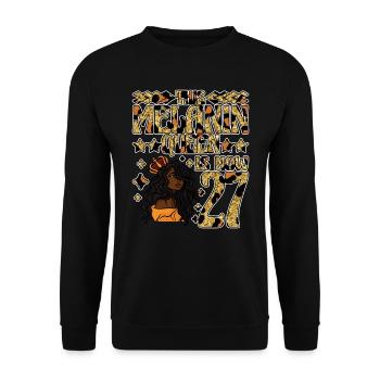 Cette reine de mélanine est maintenant noire de 27 ans - Sweat-shirt Unisexe - noir - Devant - Alina (178cm) & Michal (187cm)
