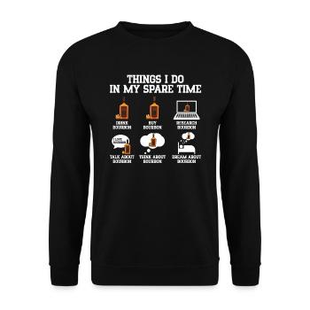 Ce que je fais pendant mon temps libre | Bourbon - Sweat-shirt Unisexe - noir - Devant - Alina (178cm) & Michal (187cm)