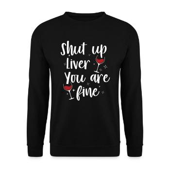 Tais-toi foie tu vas bien | Buveur de Bourbon - Sweat-shirt Unisexe - noir - Devant - Alina (178cm) & Michal (187cm)